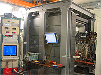 The XENON10 detector in operation, with some of the control displays, July 2006.