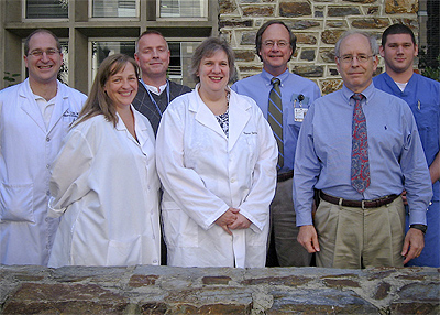 Pictured left to right: Dr. Eric Lipp, Lisa Ehinger, Michael Leonard, Diane Satterfield, Dr. McLendon, Robert Annechiarico, and Benjamin Wiener.