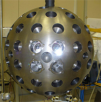 The LARES (LAser RElativity Satellite) satellite for testing Einstein's theory of General Relativity under construction. It is planned for launch in 2011. Courtesy of the Italian Space Agency (ASI).