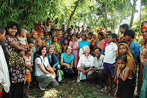 Pam and Village Women in Bangladesh. Photo credit Gene Hettel, IRRI.
