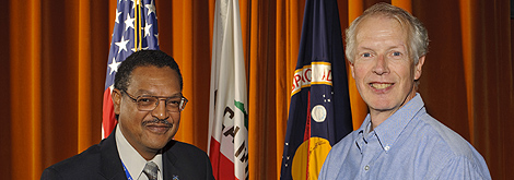 Dr. David Koch accepting an honor award for the Kepler team from Lewis S. G. Braxton, III, NASA Ames’ deputy center director. Photo by NASA Ames.