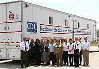 A picture of the NHANES trailers with one of the interview teams for NHANES.